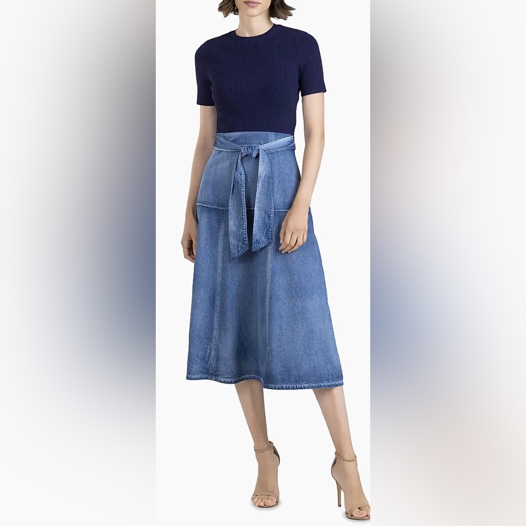 Ashton Mix Media Midi-Dress Nwot